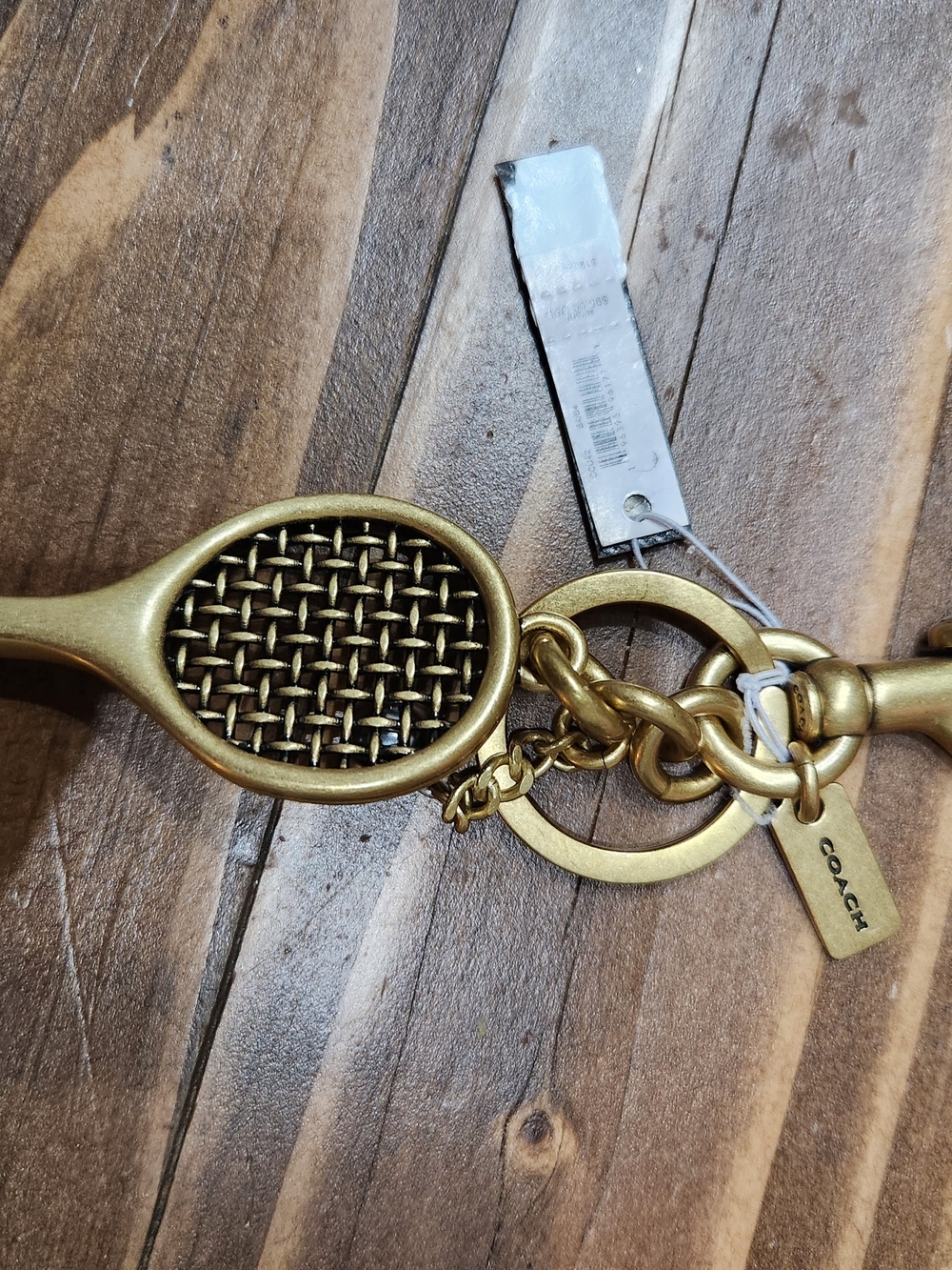 Coach Gold Tennis Racket Keyring/keyfob Charm